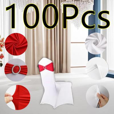 Capa de Cadeira Elástica com Decoração de Laço para Casamentos, Banquetes e Reuniões