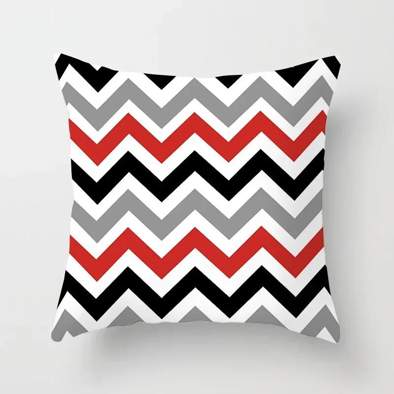 Red Geometric Pillowcase Living Room Sofa Cushion Polyester Pillowcase Home Bedroom Car Decorative Pillowcase 45X45Cm