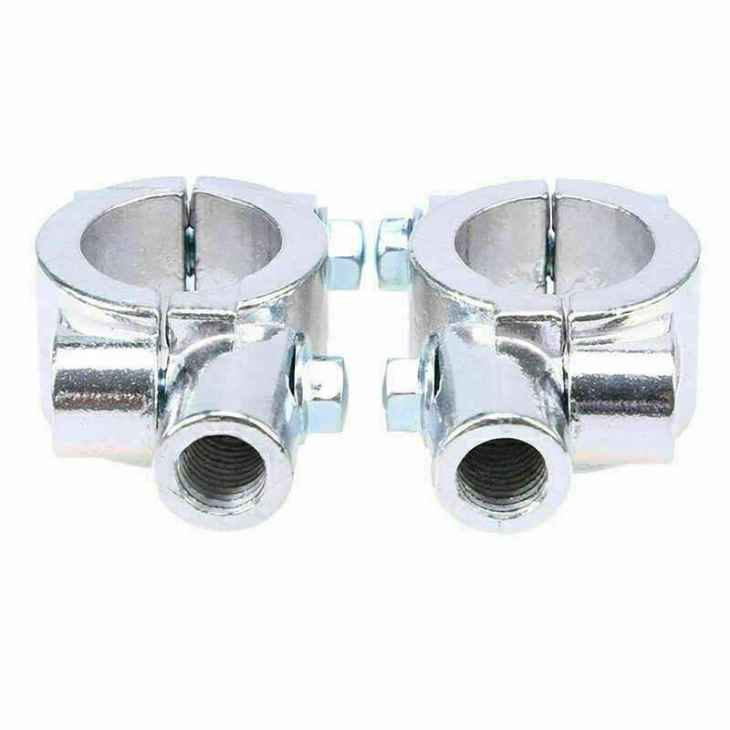 2 stk Sykkel Motorsykkel 7/8" Styre 10MM Gjenge Speil Feste Holder Klemme Adapter