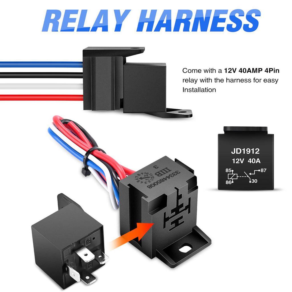 12V Ignition Switch Panel - 2-in-1 Rocker Switch with Relay Wiring Harness for Car and RV Modification