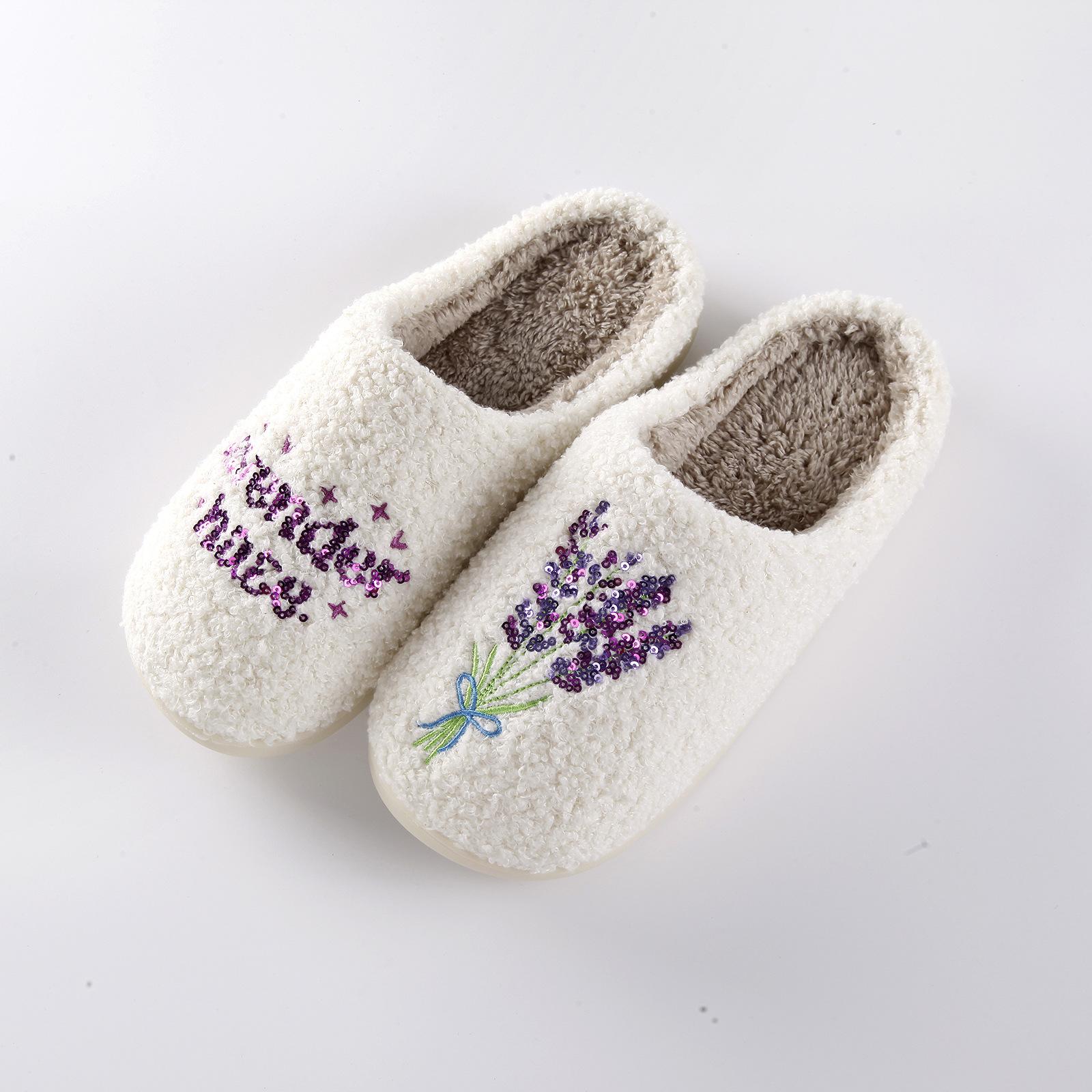 

New home lavender warm winter cotton slippers couple men s and women s platform soft-soled shoes thickened non-slip cute card 43-44 білий