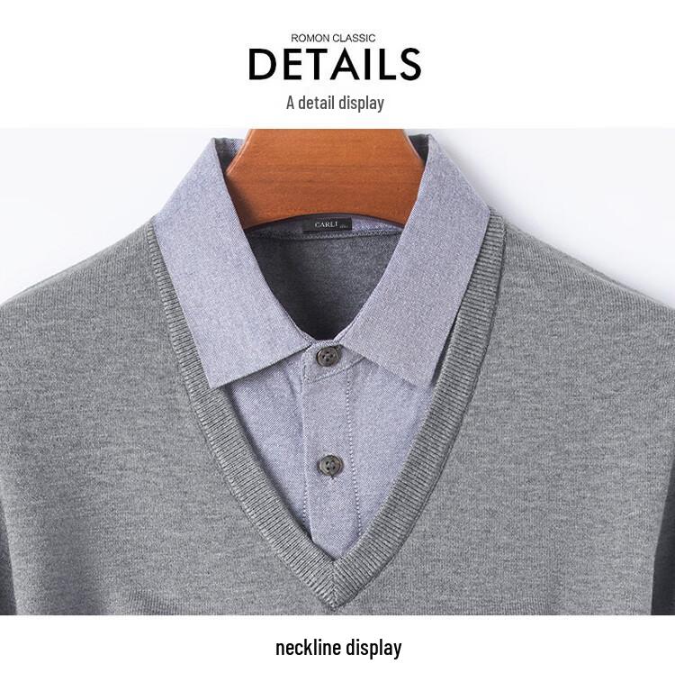 CARLI Men's Mock-Neck Faux-Layer Wool Blend Sweater