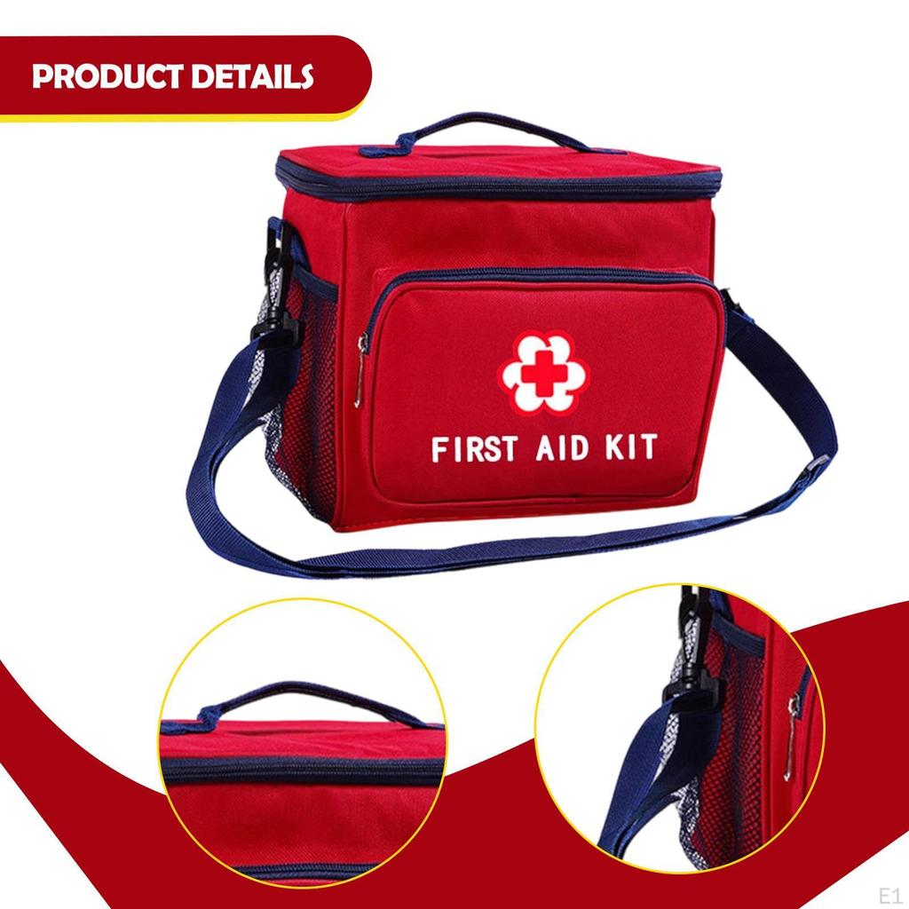 Empty First Aid Bag Travel Medicine Spacious Lightweight with Shoulder Strap Pouch for Car Gym