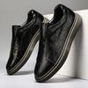 Men's Casual Slip-on Leather Loafers - British Style, Elastic Band, Versatile Youthful Design, White.