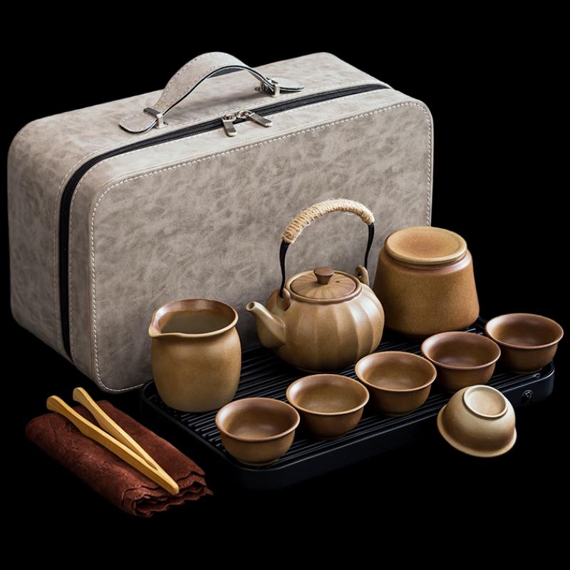 Wo Ding Coarse Pottery Kung Fu Travel Tea Set