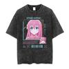 Men T-Shirt Bocchi The Rock Manga Ryo Top Print Vintage T-Shirt Basis O-Collar Black Shirt Short Sleeve Washed T-Shirt