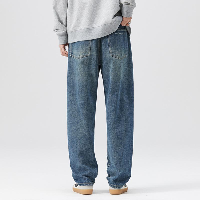 Classic Straight Jeans Men's Loose Large Size Men's Fat Wide-leg Pants Men's New Casual Blue Denim Men