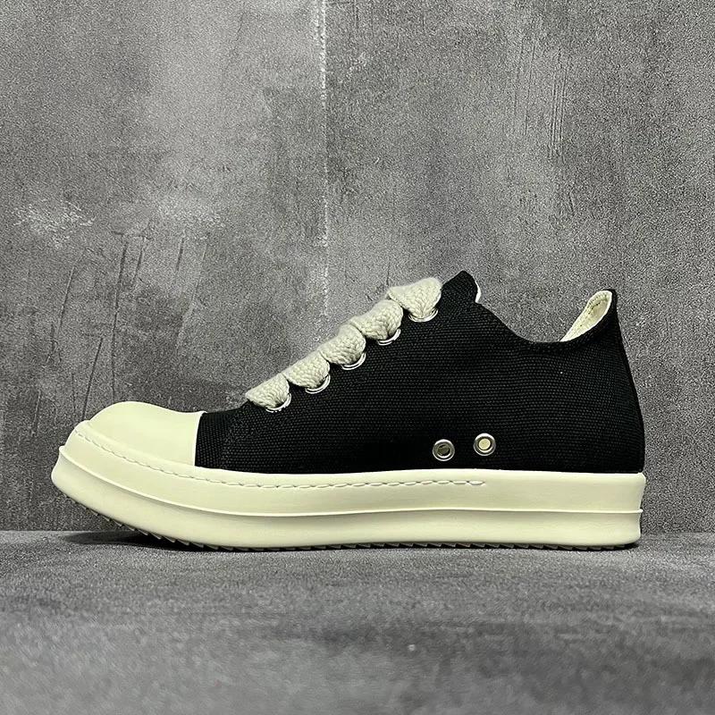 

2025 Мужская повседневная обувь Холщовая Женская Роскошные Кроссовки Гигантская Шнуровка Хай-стрит Осень Черный Дизайнерские Кроссовки для Ходьбы 35