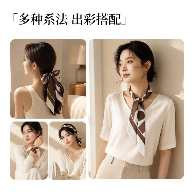 100% Pure Silk Scarf Women Lightweight Long Wrap Elegant Headband Stylish Accessory Fashion