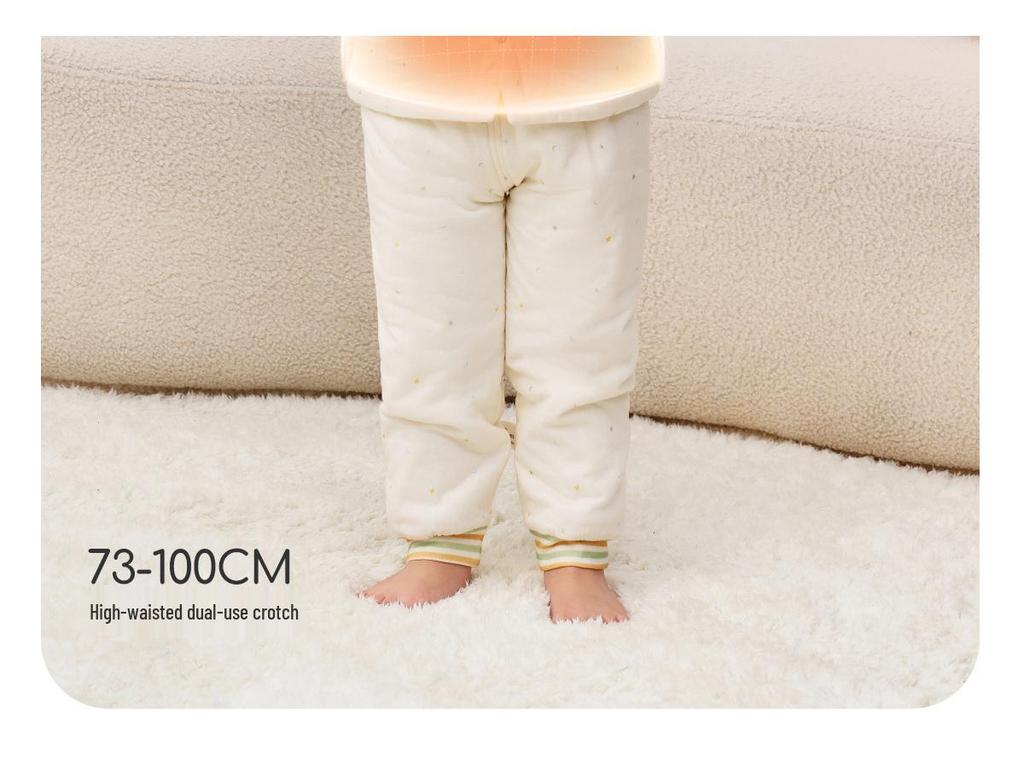 Jingqi Pikowany Bawełniany Dziecięcy Zestaw Piżamowy z Wysokim Stanem i Ochroną Brzuszka - Ciepła, Regulująca Temperaturę Odzież Domowa na Jesień i Zimę