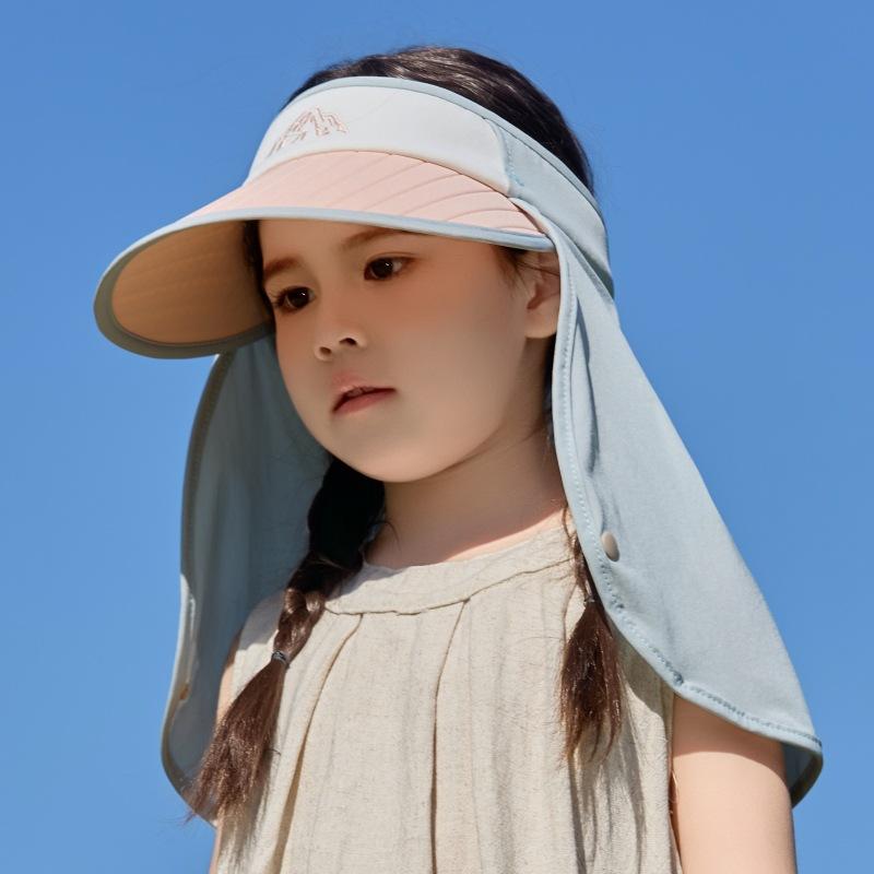Children'S Mountain Pattern Outdoor Sports Empty Top Hat Travel Shawl Uv Protection Sun Hat Boys And Girls Big Brim Sun Hat