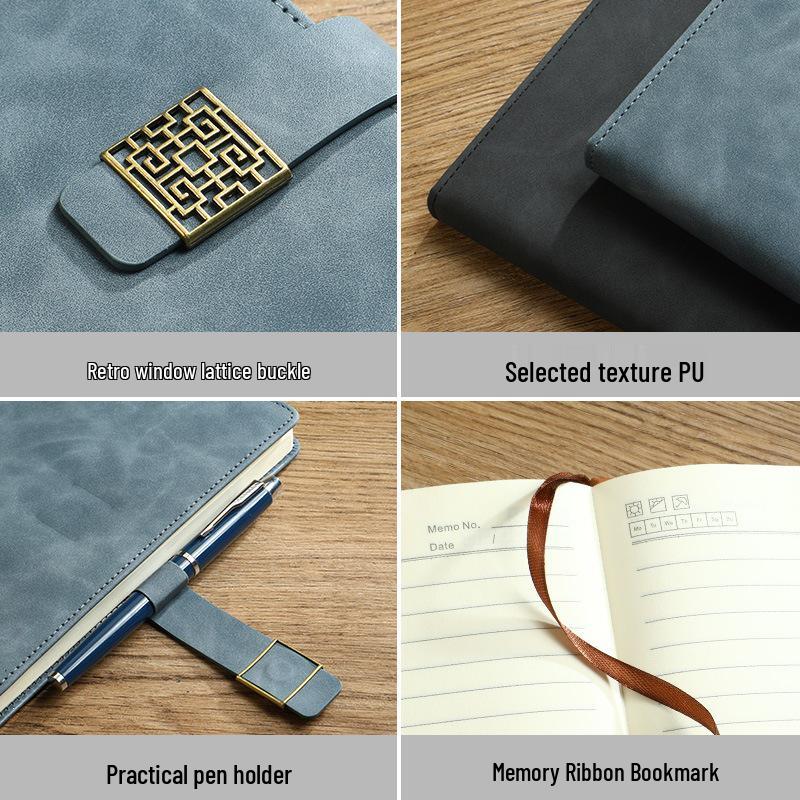 Faux Leather Business Laptop Gift Set with Buckle Student Diary & Stationery Notebooks