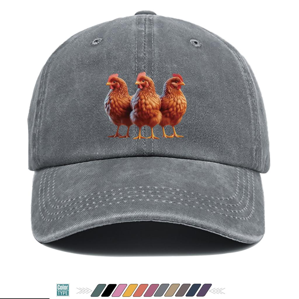 pc Three Brown Hens Pattern Print Baseball Cap Fashion Fun Animal Design Comfortable Breathable Duck Tongue Hat Unisex Adjustab