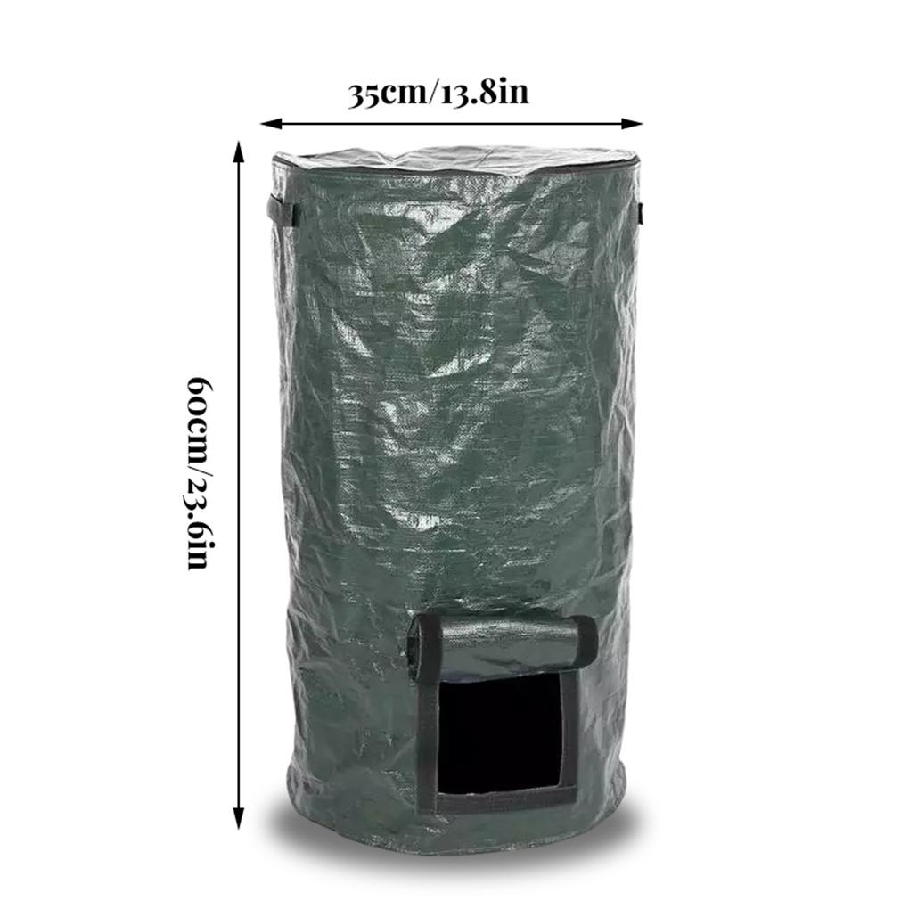 Garden Greenhouse PE Cloth Compost Waste Collection Bag Ferment Container Leaf Sack with Viewing Window Gardening Supplies