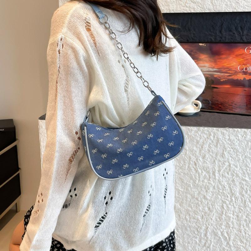 Premium Bag Women's New Trendy Denim Chain Armpit Bag Fashionable Retro Shoulder Dumpling Bag