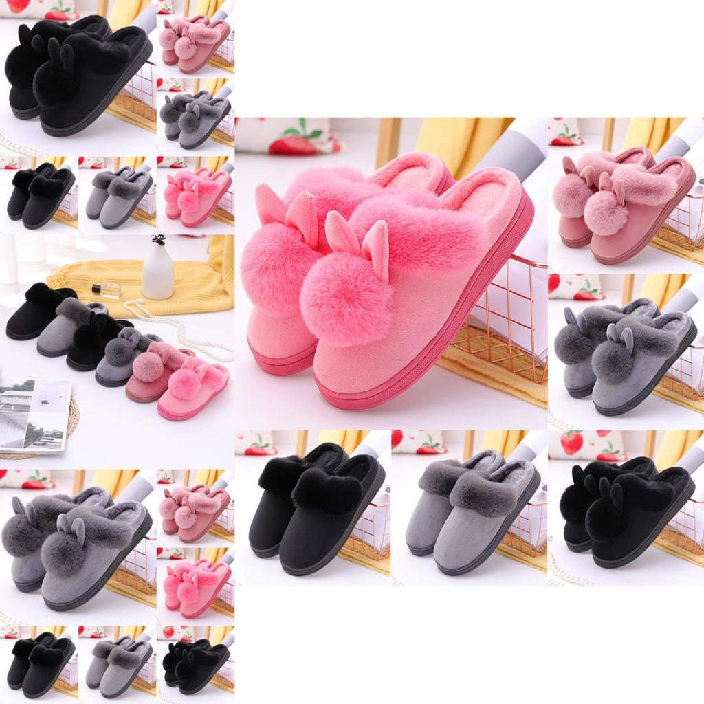Cozy Women Rabbit Plush Slippers For Winter With Non-slip Indoor Design