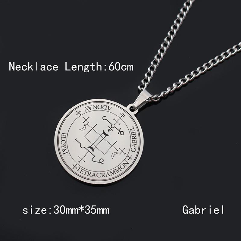 Nerezová ocel 7 Archandělů Amulet Přívěsek Náhrdelníky pro Muže Ženy Vintage Runový Vyvolávací Kouzelný Kruh Pečeť Štítek Krční Řetízek Šperky