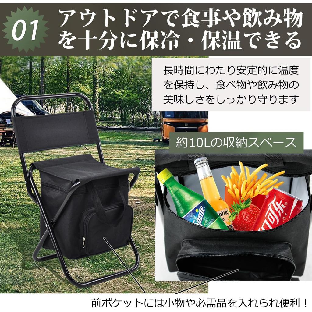 Folding Chair with Insulated Bag for Outdoor and BBQs Camping, Storage, Activities, Fishing, (Blue)