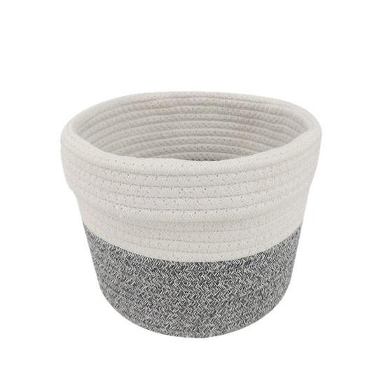 Хлопковая веревочная корзина Большая корзина для хранения игрушек Плетеная корзина Декоративная круглая корзина-органайзер для шкафа для одежды, полотенец, одеял серый