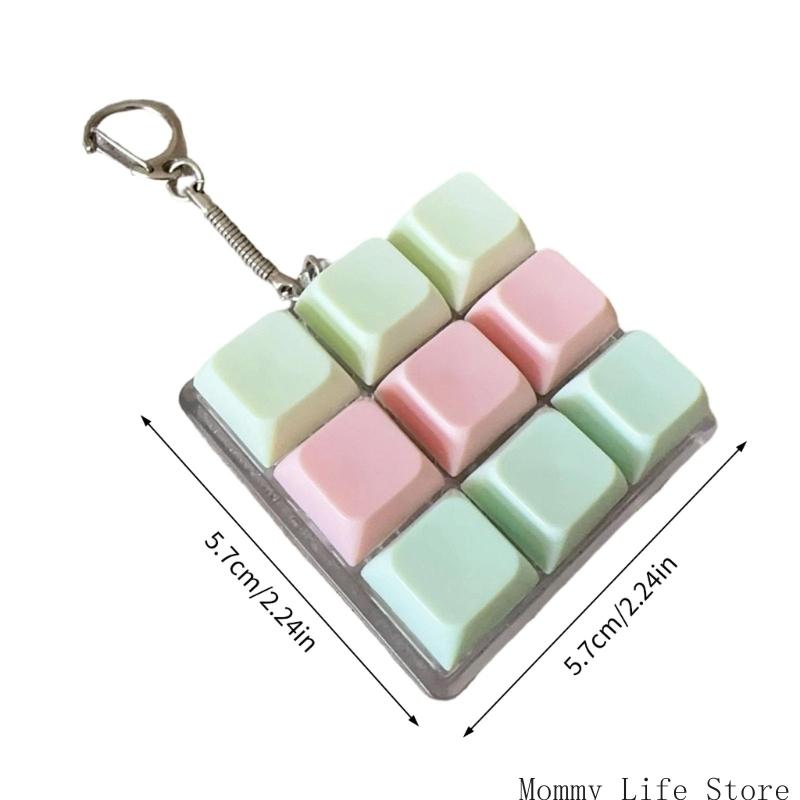 Colored 9 Press Button Stress Relief Toy With Keychain Hook For Adult Student Finger Exercise And Daily Relaxation