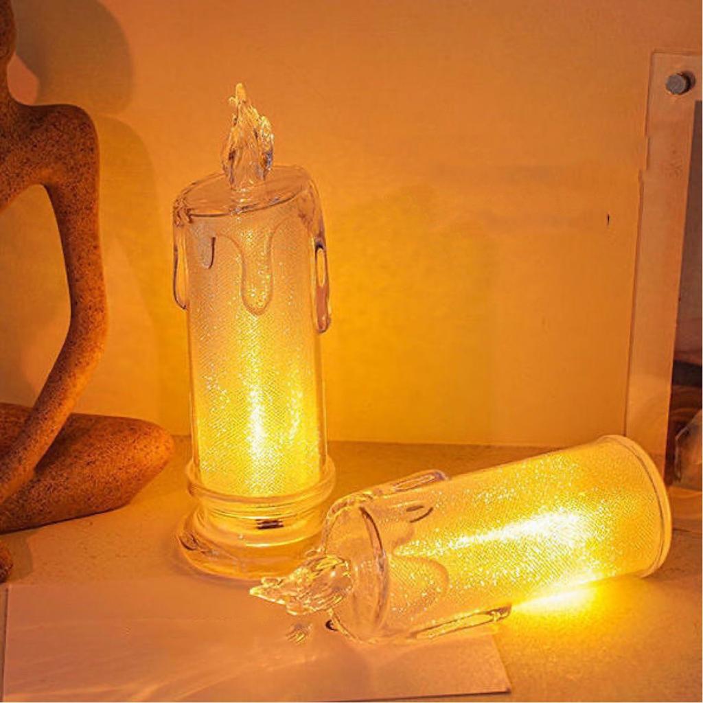 LED Flameless Candles, LED Transparent Pillar Candles For Holiday Decoration
