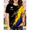 2026Women's New Summer Fashion with Colombian Anniversary Element Pattern Print, Casual Loose Round NeckTShirt