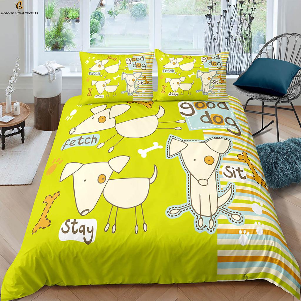 Animal cute dog 3D printed quilt cover 100% polyester machine washable bedding set quilt cover pillowcase three-piece set