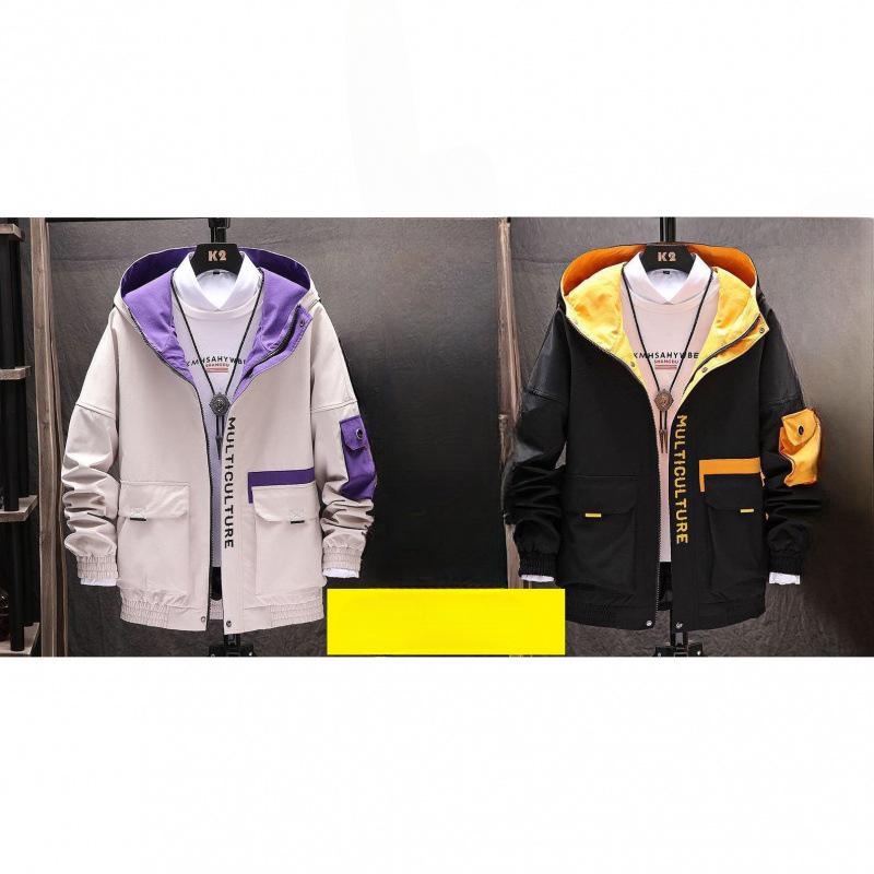 Work Jacket Men's Spring and Autumn Hooded Thin Jacket Trendy Student Summer Casual Men's Top