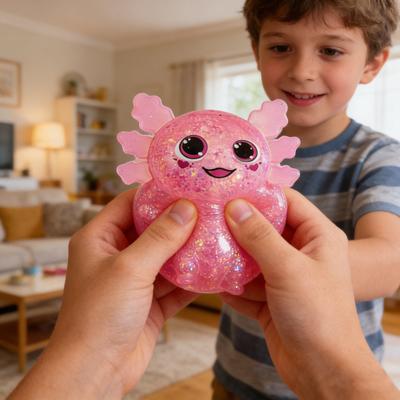 Glittery Salamander Squeeze Toy Soft Slow Rebound Stress Relief Fidget with Transparent Glitter Cute Decompression Gift