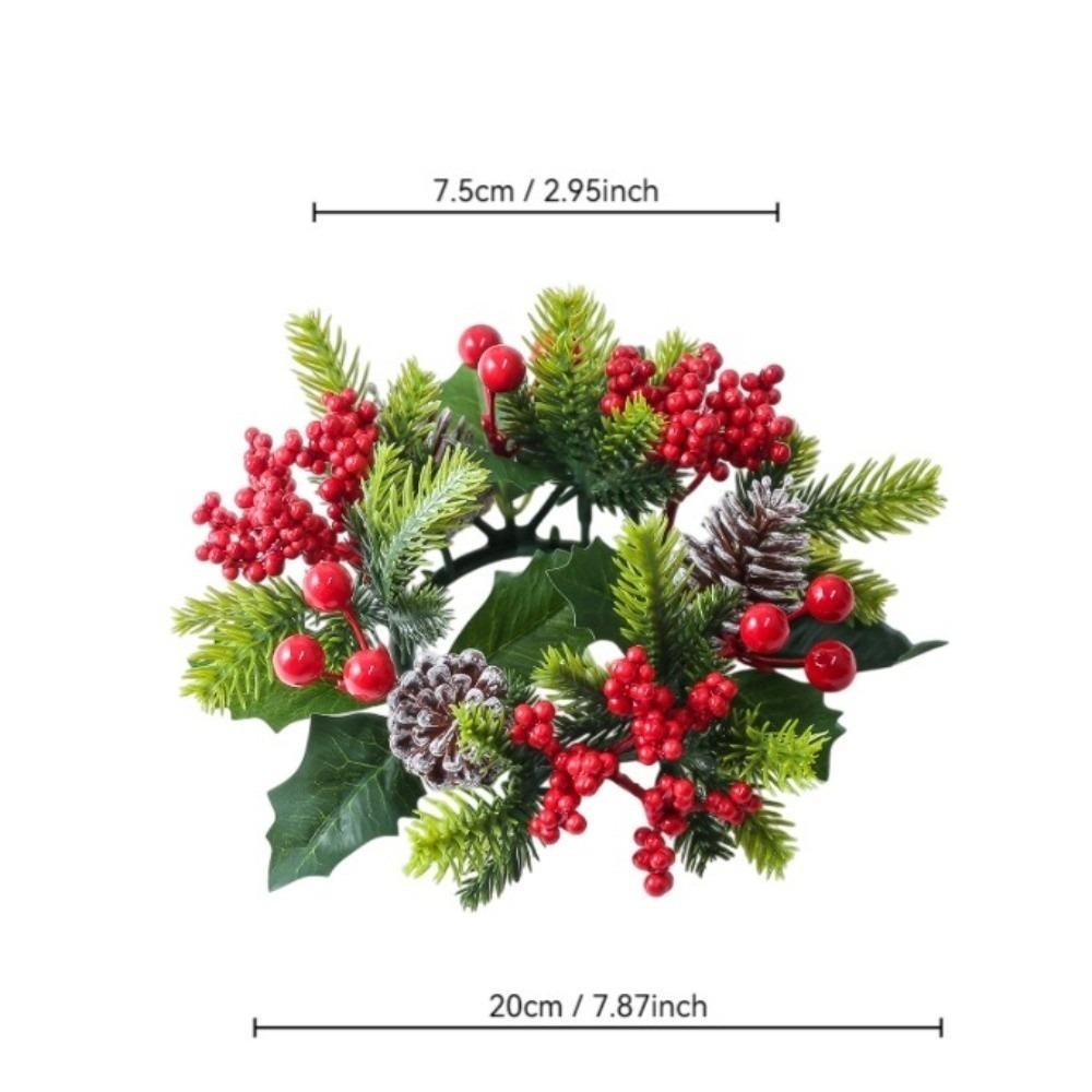 Artificial Berries Pinecone Pine Christmas Wreath Table Home Party Decoration Candlestick Wreaths Xmas Candle Wreath