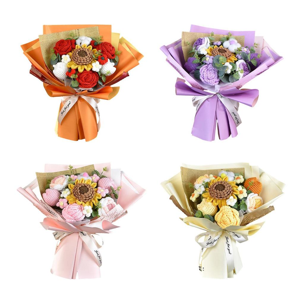 Artificial Sunflower Decorating Party Fake Flowers Crochet Flower Bouquet