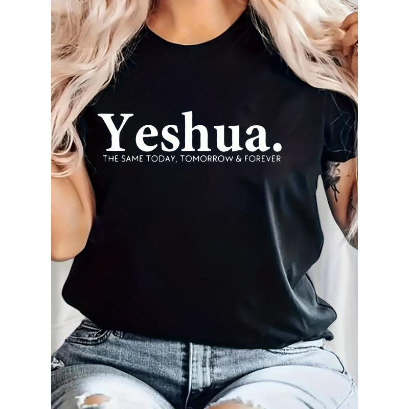 

Yeshua Printed Women S T-Shirt, Casual Round Neck, Short Sleeves for Spring And Summer. S чёрный