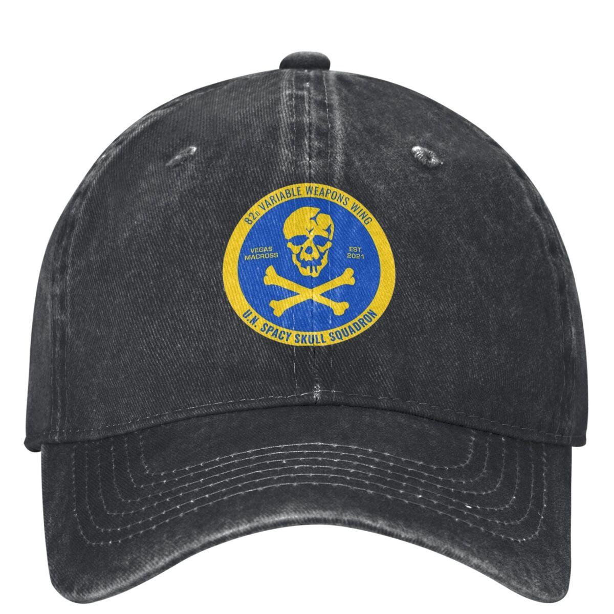 Vegas Macross Emblem Denim Baseball Cap Skull Outdoor Sports Trucker Hat Summer Unisex Unisex Casual Sun-Proof Baseball Caps One Size