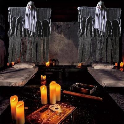 1-3 STÜCKE Halloween Hängende Geisterdekorationen Schädel Gruseliges Gaze-Gewebe für Spukhaus Veranda Gruselige Requisiten Terror Hängende Ornamente
