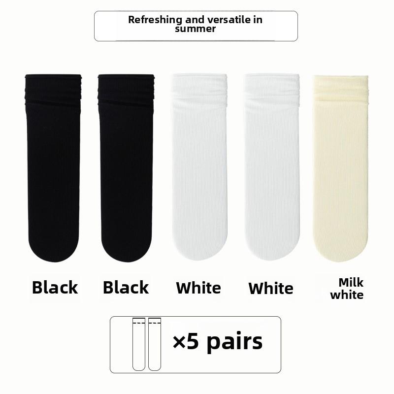 5 Pairs of Women's Summer Thin Long Tube Pile Socks