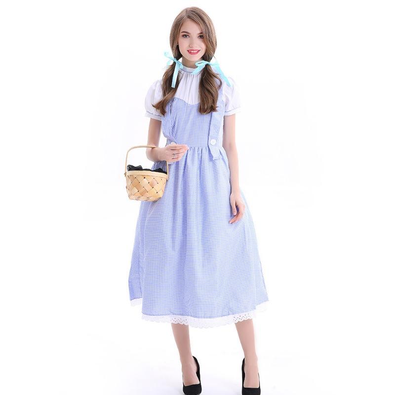 Halloween Women's Wizard of Oz Dorothy Alice Checked Dress Parent-Child Costume