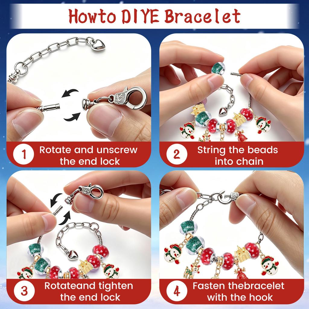 Days Christmas Advent Calendar for Women - Alloy Bracelet Jewelry Set with Surprises, Holiday Countdown Gift