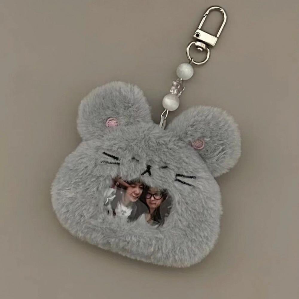 Cartoon Plush Photocard Case Cute Star Shape Photo Card Holder Fashion Bag Keychain  Women