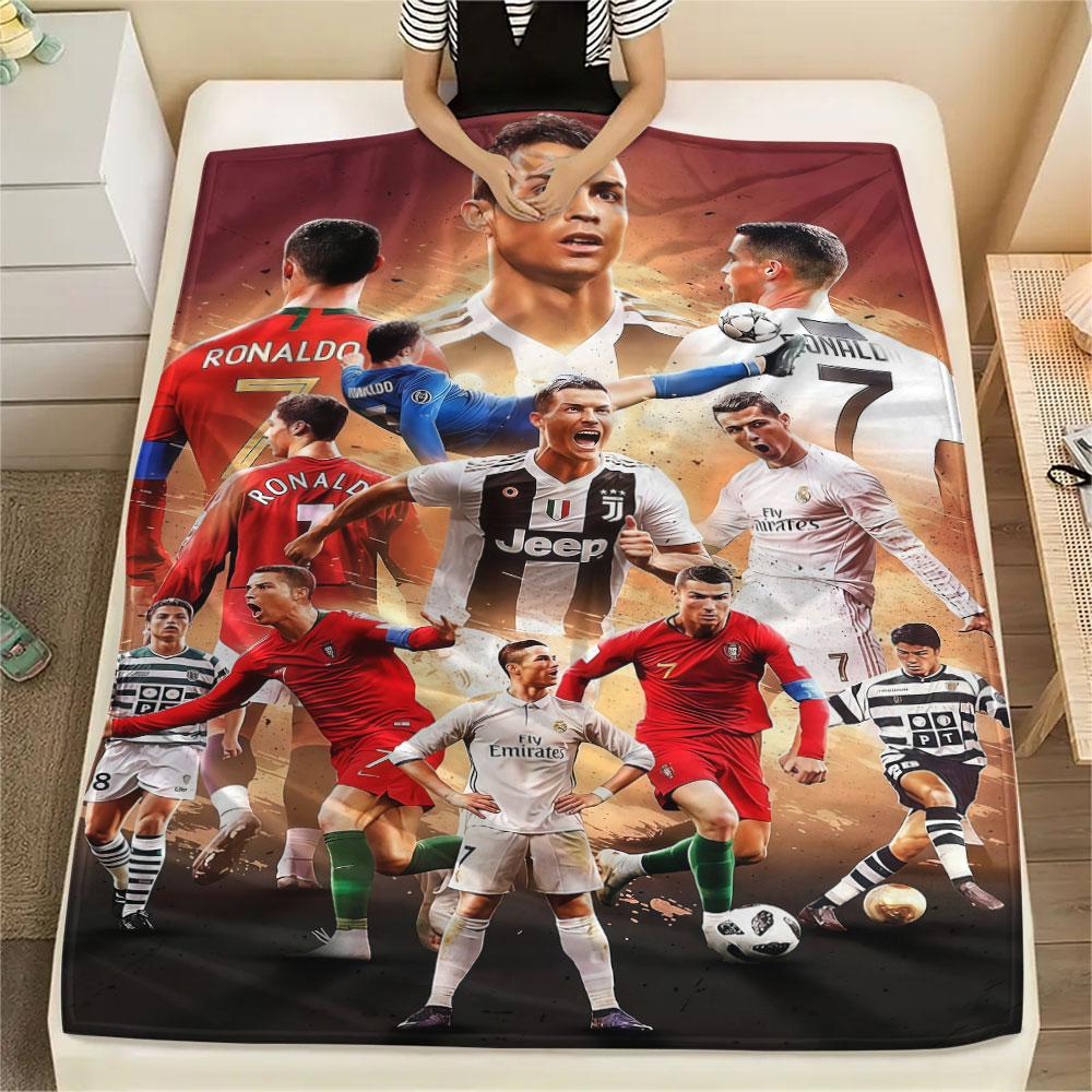 1PC CR7 Patterned Flannel Blanket Suitable For All Seasons for Home Decor Warmth and Comfort Gifts Holiday Present