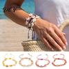 Colorful Summer Wrist Accessories Handmade Seashell Bracelet, Natural Shell Boho Beaded Adjustable Flexible Rope Bracelets for All Sizes Woven String