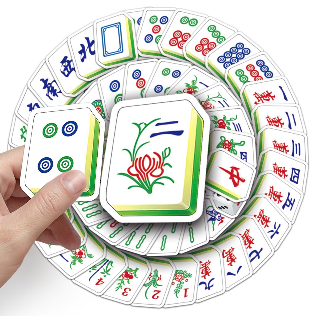 145 Full Set of Mahjong Personalized Creative Chinese Style Decorative Water Cup Suitcase Computer Mobile Phone Case New Year Stickers
