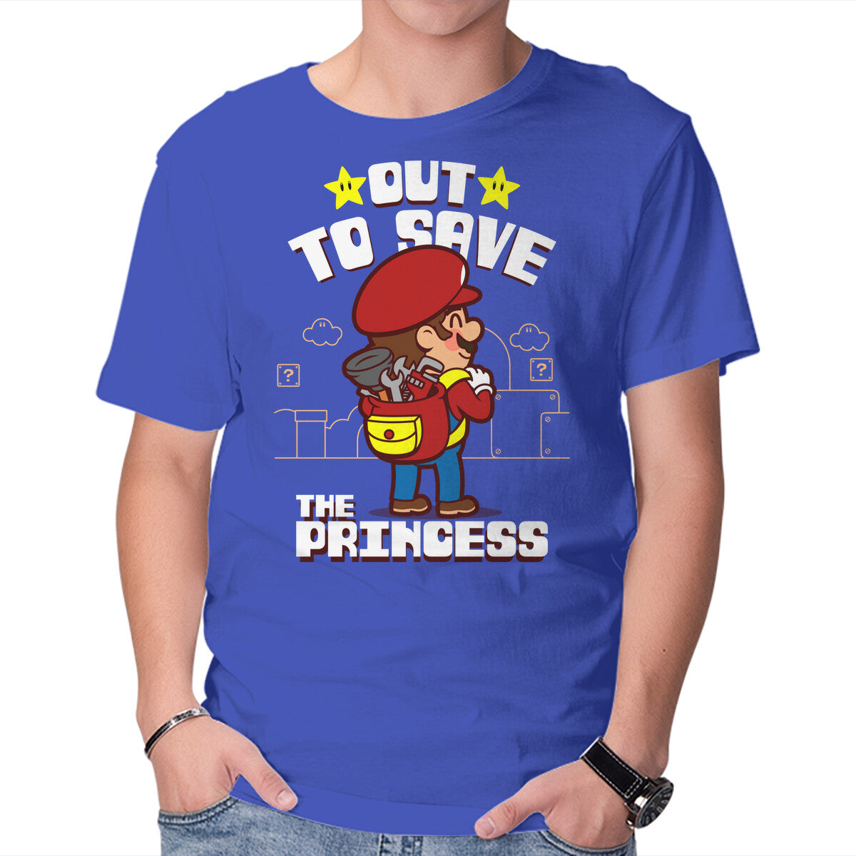 Unisex Crew Neck T-Shirt Out To Save The Princess Graphic Short Sleeve Casual Tee XXL