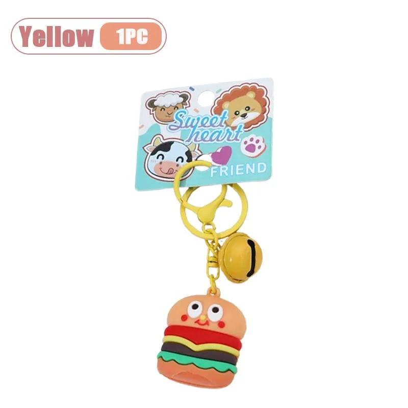 1/3/5PCS Cute Hamburger Fries Keychain Cartoon Food Charm Keyring Funny Car Decor Bag Pendant Gift for Kids Party Favors