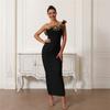 New Three-dimensional Gold Flower Shoulder Hip Bandage Dress Stylish and Elegant Party Women's Dress