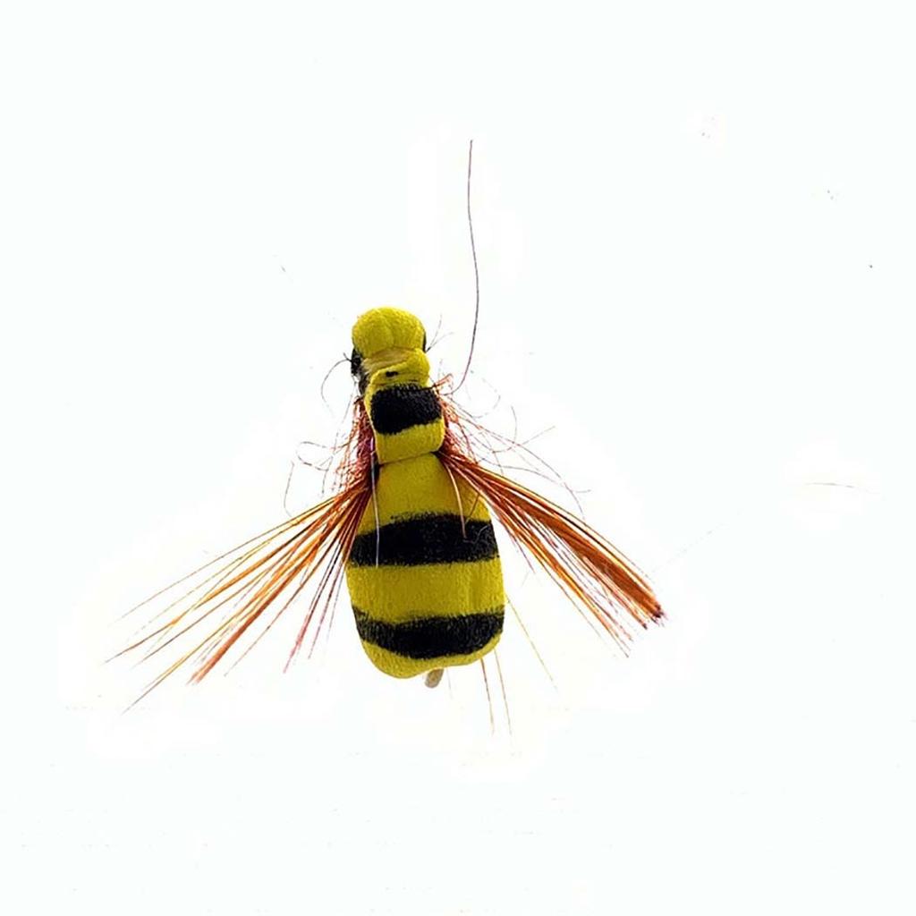 25Pcs/Box Yellow Simulation Bee Dry Fly Floating Foam Flies Trout Bass Perch Fly Fishing Flies Lure Size #10