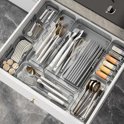 Organizer per cassetto portaposate espandibile, scomparto portaposate regolabile, divisore per riporre le posate, organizer per cosmetici