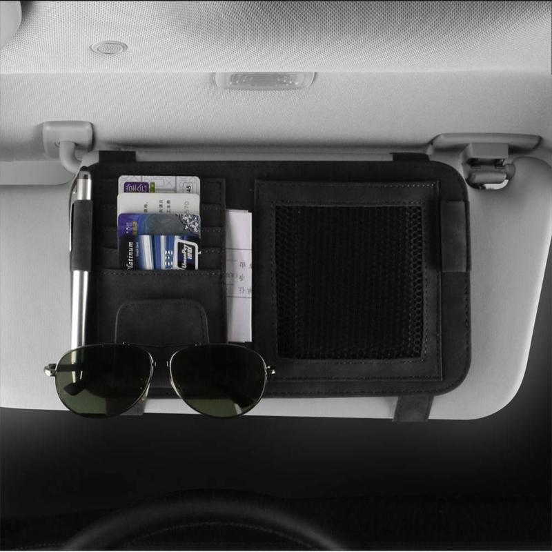 DEEPLITE Car Sun Visor Organizer With Double Zipper Multi Pockets Glasses Clip Semi Rigid Molle Panel With Patch For Driving Essentials Heavy Duty Straps Fits Most Vehicles Suv Trucks