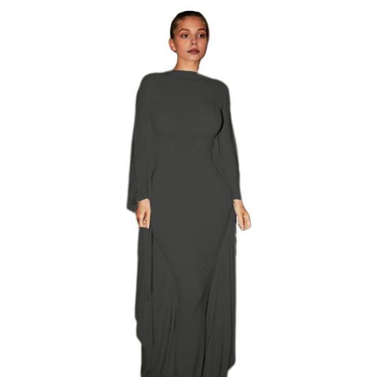 

Женское вечернее платье с рукавами «летучая мышь» и обтягивающим накидкой, чистый цвет, с круглым вырезом S чёрный