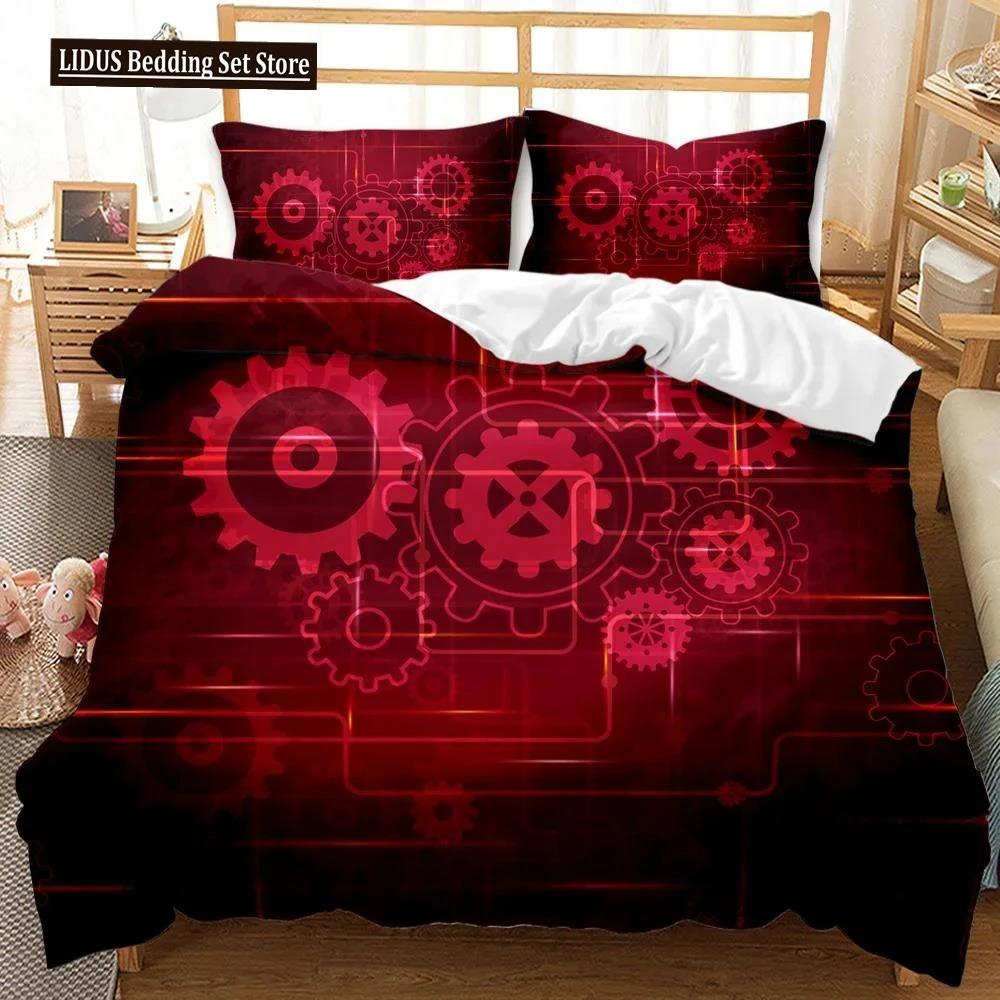 Mechanical Gear Duvet Cover Set Steampunk Style Bedding Set Clocks Polyester Comforter Cover Men Mechanical Device Bedclothes