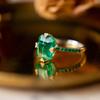 Fresh Jungle Style Vintage Green Gemstone Rings for Women Diamond Inlaid Design Charm and Luxurious Wedding Silver Jewelry